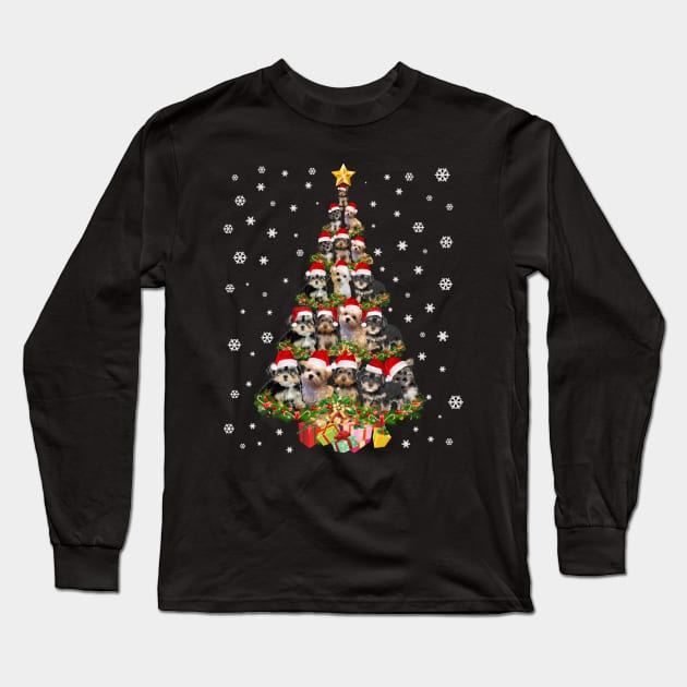 Cute Morkie dog Christmas Tree gift decor Xmas tree Long Sleeve T-Shirt by schaefersialice